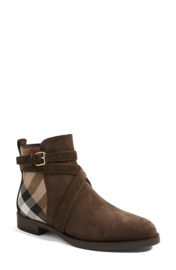 Women's Burberry Check Bootie .5us / 36.5eu - Brown