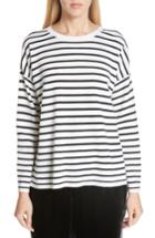 Women's Eileen Fisher Stripe Merino Wool Sweater, Size - White