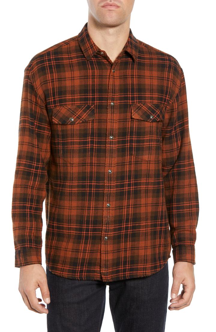 Men's The Kooples Destroyed Check Flannel Shirt - Black
