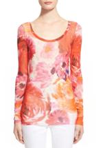 Women's Fuzzi Floral Print Tulle Top - Red