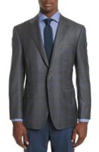 Men's Canali Classic Fit Plaid Wool Sport Coat Us / 54 Eur - Grey