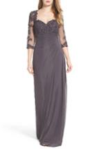 Women's La Femme Embellished Gown - Grey