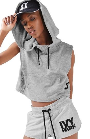 Women's Ivy Park Sleeveless Crop Hoodie - Grey