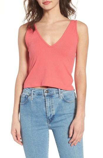 Women's Bp. Double V Rib Knit Tank, Size - Red