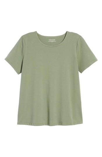 Petite Women's Eileen Fisher Crewneck Tee, Size P - Green