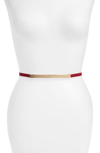 Women's Elise M. 'lohan' Metal Plate Elastic Belt, Size - Red