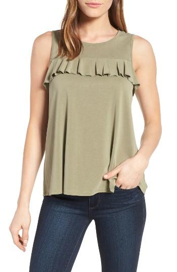 Women's Halogen Ruffle Front Tank - Green