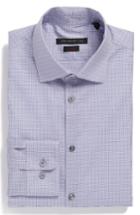Men's John Varvatos Star Usa Slim Fit Check Stretch Dress Shirt .5 R - Purple