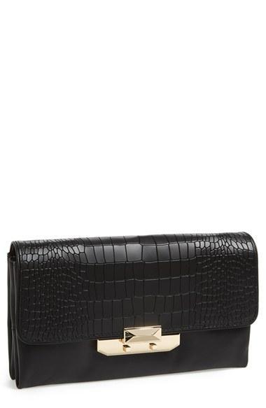 Rebecca Minkoff 'oversized Leo' Leather Clutch Black