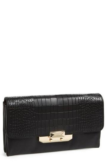 Rebecca Minkoff 'oversized Leo' Leather Clutch Black
