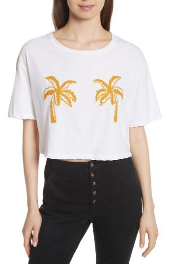 Women's A.l.c. Teagan Palm Embroidered Crop Tee - White