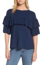 Women's Vineyard Vines Ribbed Ruffle Sweater - Blue