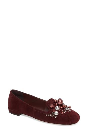 Women's Miu Miu Embellished Loafer Us / 37eu - Burgundy