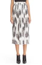Women's Prabal Gurung Feather Print Pleated Chiffon Skirt