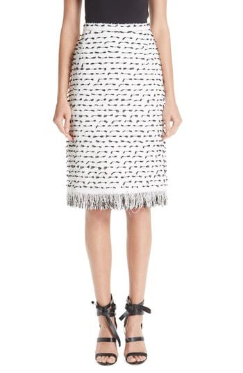 Women's Oscar De La Renta Fil Coupe Tweed Pencil Skirt - White