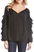 Women's Karen Kane Tie-neck Ruffle Sleeve Top - Black