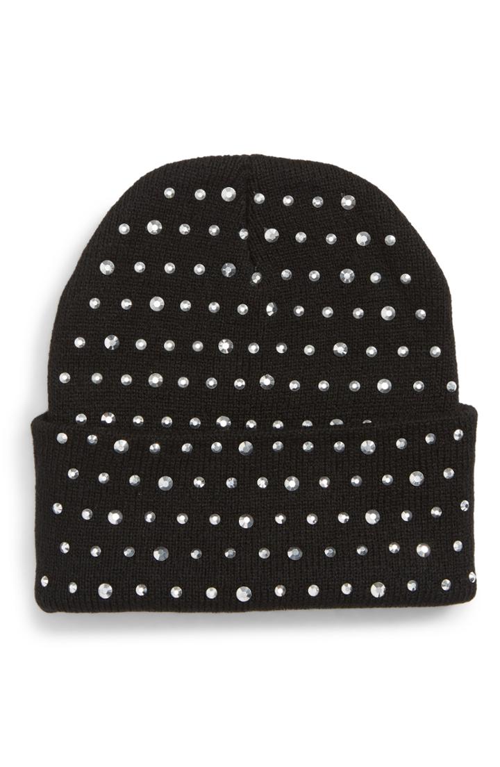 Women's Tasha Studded Beanie Hat - Black