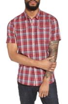 Men's John Varvatos Star Usa Slim Fit Plaid Sport Shirt, Size - Red