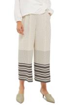 Women's Topshop Spot Stripe Crop Wide Leg Trousers Us (fits Like 6-8) - Ivory