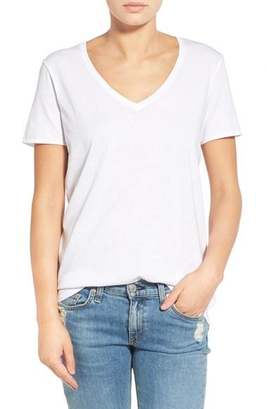 Women's Rag & Bone/jean 'base' Cotton V-neck Tee - White