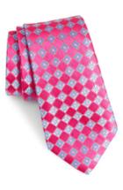 Men's Nordstrom Men's Shop Floral Squares Silk Tie, Size - Pink