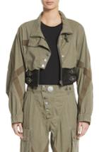 Women's Alexander Wang Leather Waist Military Jacket - Green