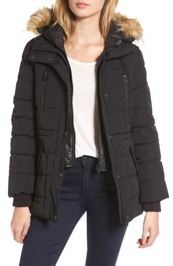 Women's Guess Vestee Anorak With Faux Fur Trim