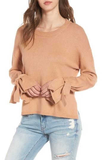 Women's Astr The Label Tie Sleeve Sweater - Brown