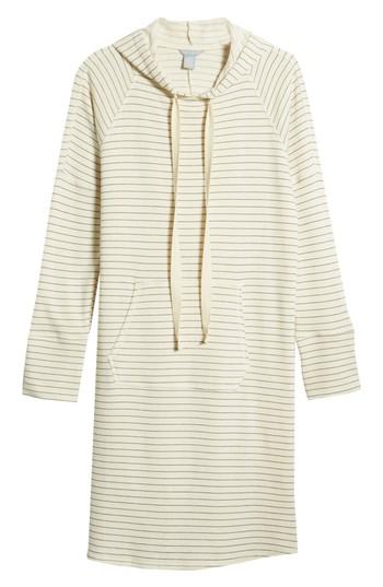 Women's Caslon Hooded French Terry Dress, Size - Black