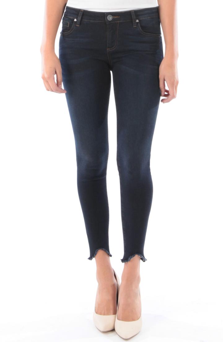 Women's Kut From The Kloth Connie Frayed Step Hem Ankle Skinny Jeans - Blue