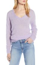 Women's Halogen Fuzzy V-neck Sweater, Size - Purple