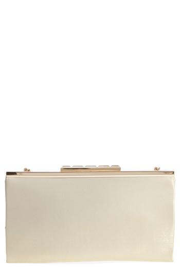 Nordstrom Crystal Clasp Shimmer Clutch - Beige