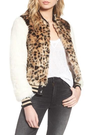 Women's Mother The Baseball Faux Fur Jacket - Blue