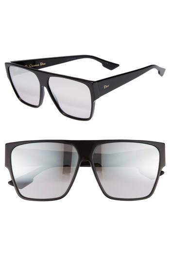 Women's Christian Dior 62mm Flat Top Square Sunglasses - Black