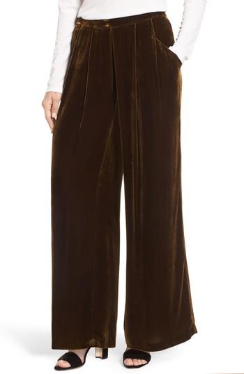 Women's Eileen Fisher Wide Leg Velvet Ankle Pants - Green