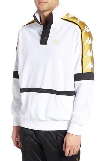 Men's Kappa Banda 10 Artan Quarter Snap Pullover - White