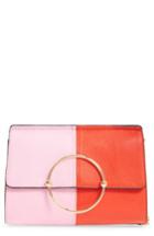 Milly Astor Pebbled Leather Flap Clutch - Orange