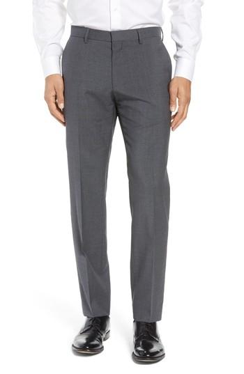 Men's Boss Genesis Flat Front Trim Fit Wool Trousers