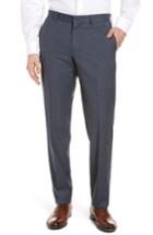 Men's Nordstrom Men's Shop Check Flat Front Stretch Wool Pants - Grey