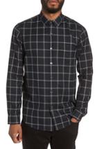 Men's Theory Rammy Trim Fit Check Flannel Shirt, Size - Black