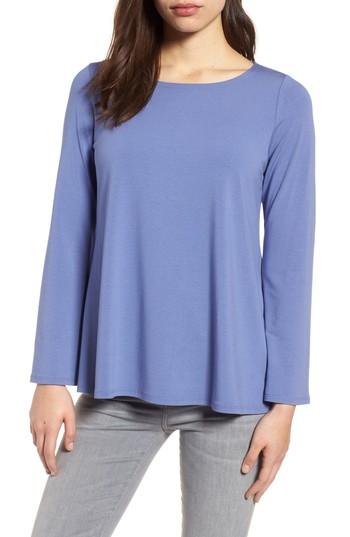 Women's Eileen Fisher Ballet Neck Jersey Top, Size - Blue