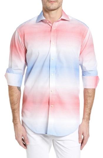 Men's Thomas Dean Classic Fit Graduated Check Sport Shirt - Blue