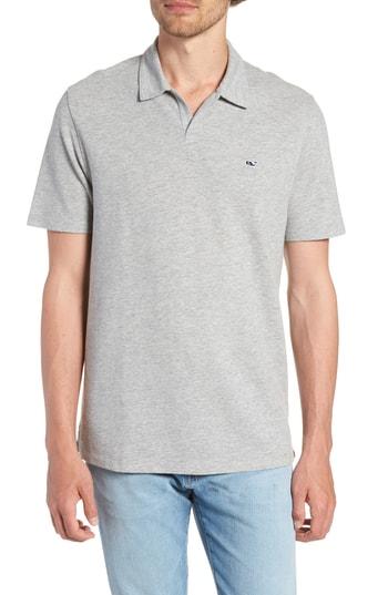 Men's Vineyard Vines Solid Linen & Cotton Polo - Grey