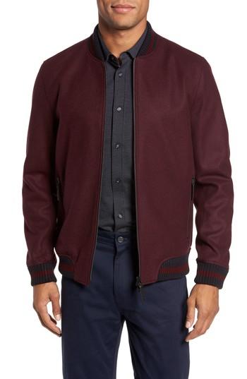 Men's Ted Baker London Freddy Wool Blend Bomber Jacket (s) - Red