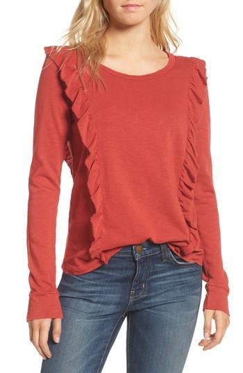 Women's Splendid Ruffle Slub Knit Tee - Red