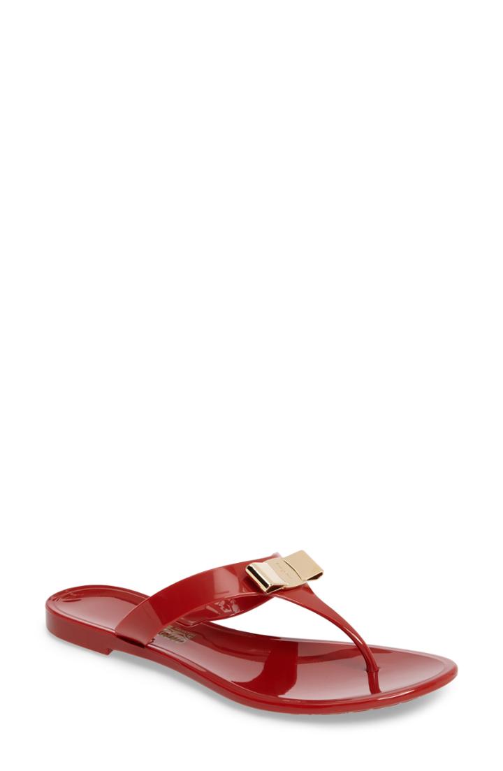 Women's Salvatore Ferragamo Farelia Jelly Flat Bow Sandal