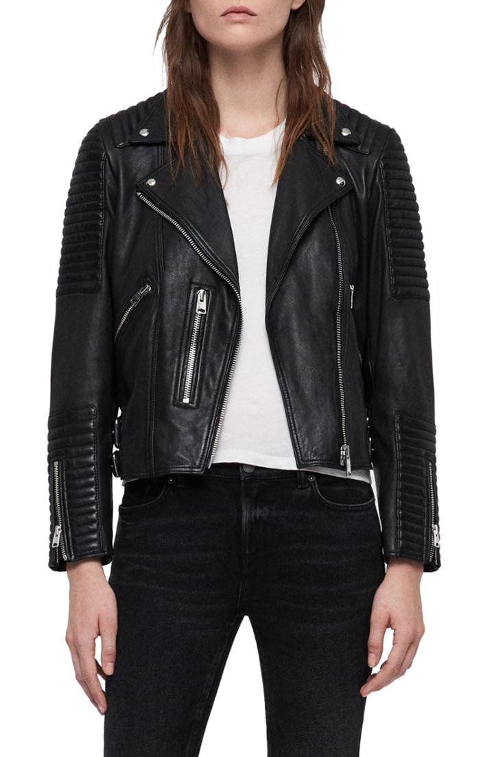 Women's Allsaints Estella Leather Biker Jacket - Black