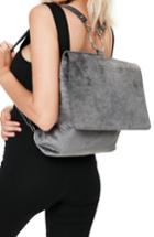 Missguided Croc Embossed Velvet Backpack - Grey