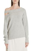 Women's Vince One Shoulder Slit Pullover Sweater - Grey