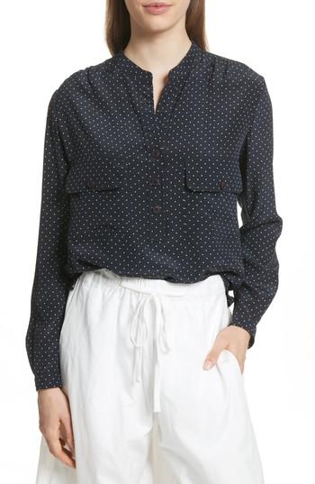 Women's Vince Polka Dot Silk Utility Shirt - Pink